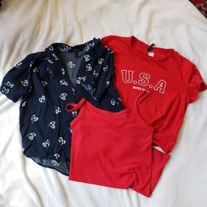 Forever 21 H&M tshirt tank set size S red navy